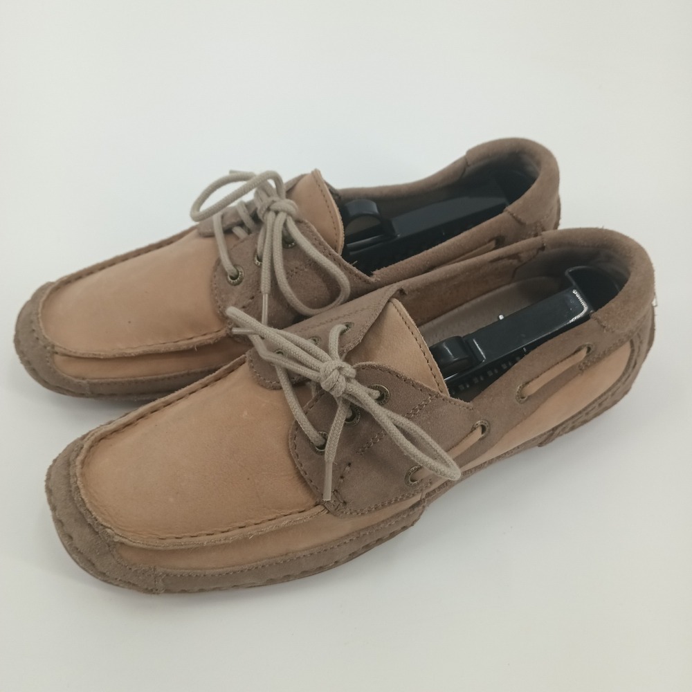 Hush Puppies Formant‎ Mens 9.5 M Tan Leather Suede Boat Shoes H14258050 Loafers